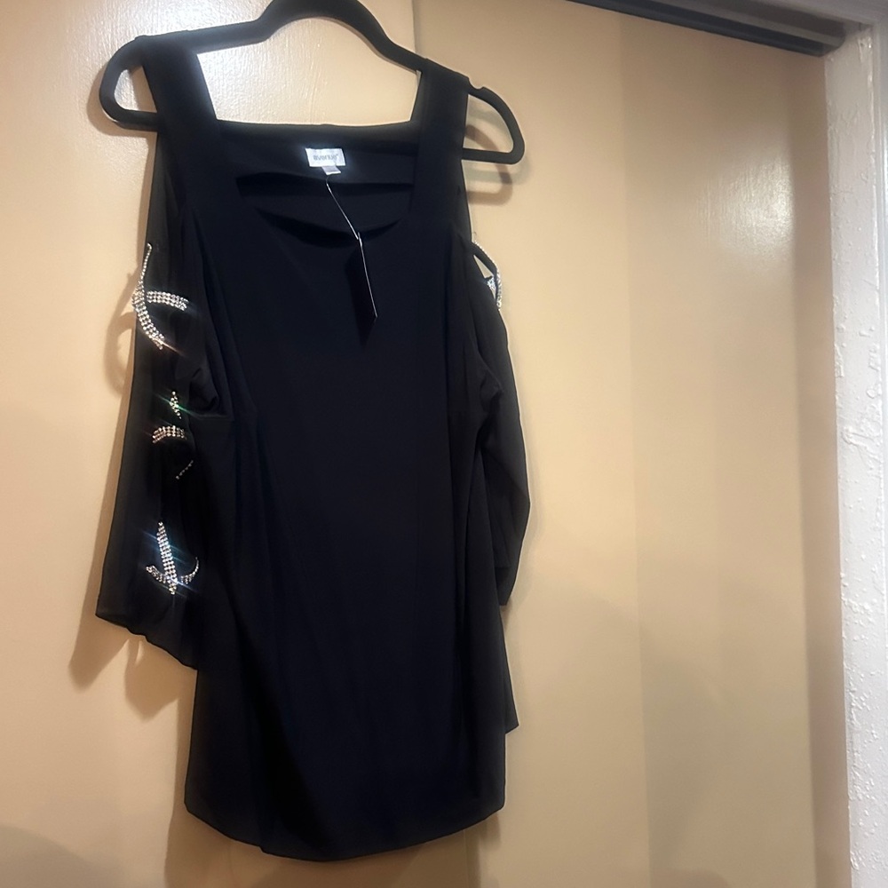 Elegant Black Shirt with Rhinestone Accents